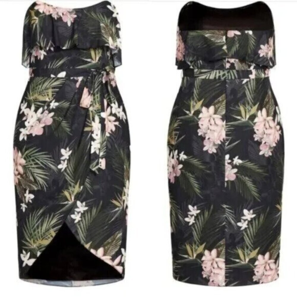NWT City Chic Bahamas Floral Strapless A-Line Plus Size Dress - Size Small/16 - Picture 2 of 2